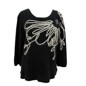 Anthropologie Field Flower Cashmere Mohair Blend Embroidered Sweater size Medium